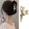 Elf Hair Clips Simple Rhinestone Hair Claw Clips Metal Gold Large Crab Clips Hairpins Elegant Hair Accessories for Women Shiny Trendy Shark Hair Clamp Clips for Thin/Thick Hair 1Pcs