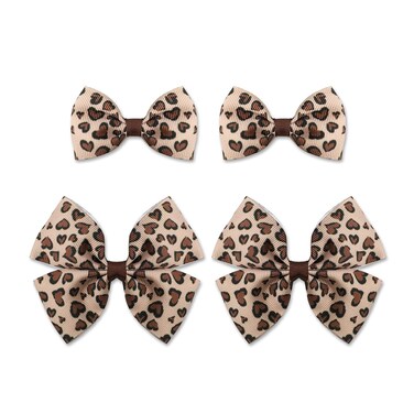 4pcs Leopard Bow Hair Clips, Cheetah Print Bowknot Hair Clip Korean Style Alligator Clip Barrettes Hairpins for Girls Women Kids Hair Accessories