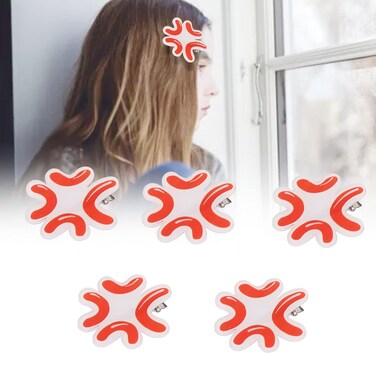 Funny Hair Clips, 5pcs Cute Hair Clip Funny Shaped Hair Pins Hair Accessories Girls Funny Hairpin Hair Clips for Daily Dating Parties Funny Hair Clips (Angry in white)