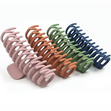 Extra Large, Strong Hold Hair Clamps - 5.25 in Non-Slip Matte Clamps for Thick Hair (4 Pack)