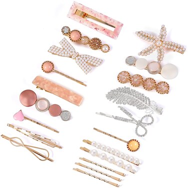 20 Pieces Pearl Hair Clips Set, Hair Barrettes Acrylic Resin Sweet Decorative Bobby Pins Hairpin Headwear Hair Accessories Headwear for Women and Girls&hellip;