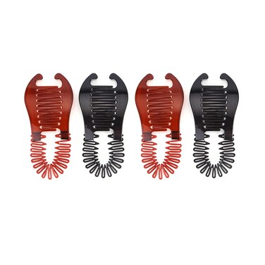 4 Pcs Plastic Banana Hair Clips,Flexible Hair Banana Grips Ponytail Holder Hair Comb Hair Accessories for Women Girls