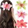 Orchid Hair Clip - 3 Pcs Floral Hair Clips for Women in Pink, Red, Green - Hair Pins for Thick or Thin Hair - Hair Accessories for Beach, Wedding, Party, Daily Use