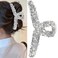 White Diamond Hair Clips White Pearl Hair Claw Clip Super Glitter Rhinestone Claw Clip French Crystal Hair Jaw Clip Adult Hair Decoration for Thick, Thin, Straight,Curly Hair (whtie-01)