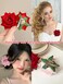 2pcs Rose Flower Hair Clip Red Pink Rose Brooch Floral Hair Accessories for Woman Girl Party Wedding