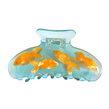 Novelty Fish Tank Hair Clip,Acetate Claw Clip for Women,Women Hair Accessories,Cyan, 1 Count (Pack of 1)