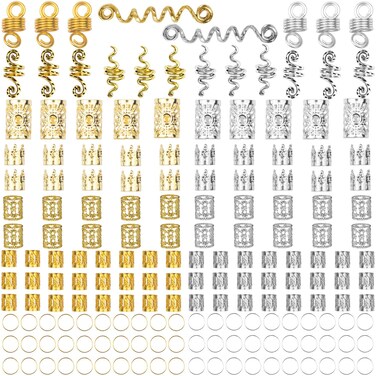 180 Pieces Dreadlock Hair Accessories Celtic Loc Jewelry Hair Cuffs for Braids, Alloy Spiral Coil Hair Clips Dreadlocks Beads Hair Rings Braiding Hair Decorations