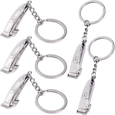 5 Pieces Stainless Steel Hair Clipper Pendants Keychain - Ideal Gift for Hairdressers, Stylists &amp; Salon Owners - Hairstylist Accessories Barber Shop Style Key Holder