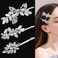 3 Pieces Rhinestone Bridal Hair Clip Leaf Wedding Hair Pins Crystal Hair Clips Rhinestone Jewelry Barrette Elegant Hair Accessories for Brides Bridesmaids Flower Girls (3Style, Silver)