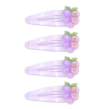 4PCS Grape Snap Hair Clips for Women Girls Cute Snap Hairpins Side Bangs Snap Barrettes Fruit Hair Accessories