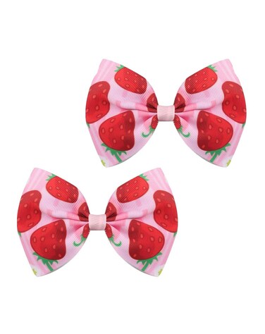 Strawberry Hair Bow Clip Pin Girls Fruit Hair Barrettes Strawberry Ribbon Bow BBG24 (C0-Bow)