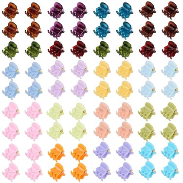 Hair Clips for Women and Girls, 72pcs Mini Hair Claw Clips, Flower Pattern, Resin, Durable, Unisex, 1.8 x 1.8 x 1.5cm, 72 Count