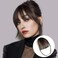 Jijukor Clip in Bangs 100% Human Hair Dark brown Wispy Clip On Bangs Fringe with Temples for Women Curved Bangs for Daily Wear