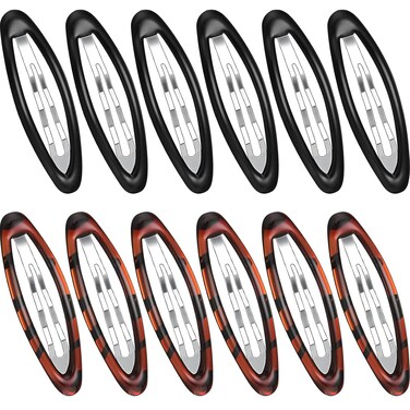 Waydress 12 Pcs Oval 2.8 In Tortoise Metal Hair Clips for Women Ellipse Non-Slip Hair Grips (Fresh Style)
