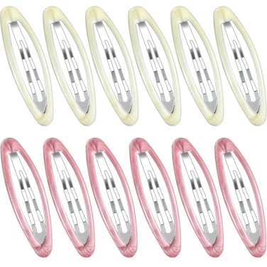 Waydress 12 Pcs Oval 2.8 In Tortoise Metal Hair Clips for Women Ellipse Non-Slip Hair Grips (Vivid Style)