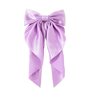 Super Big Bow Hair Clips French Style Soild Color Knotted Bowknot Spring Snap Barrettes Hair Clips with Long Ribbon for Women Girls (Purple)