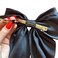 Super Big Bow Hair Clips French Style Soild Color Knotted Bowknot Spring Snap Barrettes Hair Clips with Long Ribbon for Women Girls (Black)