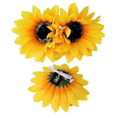Sunflower Hair Clips and Barrettes for Women and Girls - 3Pcs Yellow Clips for Hair Styling, Christmas Party Hair Accessories