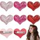 9 Piece Heart Hair Clips, Glitter Sequin Heart Hairpins, Heart Shape Barrettes for Girls in Three Colors, Valentine's Day Themed Party