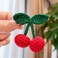 2Pcs Girls Hair Clips, Handmade Crochet Sweet Cherry Shape Hair Barrettes, Manual Knitted Cute HairPins Alligator Clip Hand-Woven Creative Hair Slide, Fashion Hair Accessories for Kids Teens Gifts