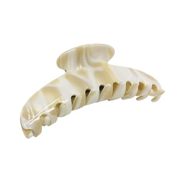 French Amie Contour Ivory Large 4 &frac34;&rdquo; Handmade Cellulose Hair Grip Claw Clip Clamps Indoor Outdoor for Women and Girls for Thick Hairs (Ivory)