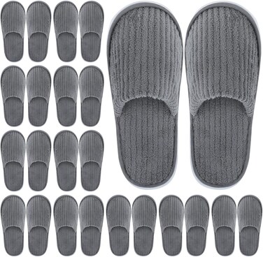 Elcoho 12 Pairs Closed Toe Spa Slippers Reusable Slippers Coral Fleece Washable Disposable Home Slippers for Women Men Guests Hotels House Slippers Housewarming Indoors Bathroom Party Traveling