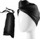 Satin Microfiber Hair Towel Wrap Set - Ultra Absorbent Satin Microfiber Hair Towel with Matching Satin Travel Bag - Ideal for Luxurious Hair Care (Black)
