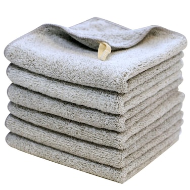 KLNYOO Microfiber Facial Cloths Face Towels Ultra Soft Fast Drying Washcloth Face Cloth for Bath 12 inch x 12 inch 6 Pack Grey