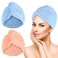 Hair Towel Wrap 2 Packs Microfiber Absorbent Hair Drying Towel Turban for Quick Drying Long Wet Hair (Blue&amp;Pink)
