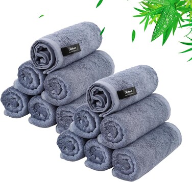 Wash Cloths 12 Pack, Reusable Makeup Remover Towel, Super Soft and Gentle Face Towel for Sensitive Skin, 10x10 inch Small Face Washcloths, Easy to Clean Lint Free Slate Blue Facial Cleansing Cloths