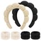 WHAVEL 6PCS Terry Cloth Spa Set - Puffy Sponge Headband &amp; Wrist Towels for Face Washing, Women &amp; Girls