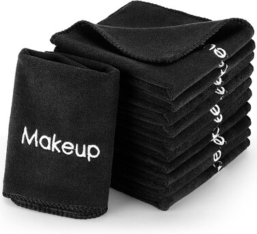 Macarrie 48 Pcs Makeup Towels Mom Gifts Bulk for Women St Patrick Employee 12 x 12 Inch Make up Cloth Microfiber Washcloth Reusable Remover Face Skin Cleaning Soft Absorbent Spa Facial(Black)