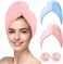 2 Pack Microfiber Hair Towel Wrap &amp; Hair Accessories- Thicken Super Absorbent Hair Turban Towel for Women- Quick Drying Curly, Long, Thick Wet Hair- Anti Frizz, Ultra Soft, 26" x10&ldquo;