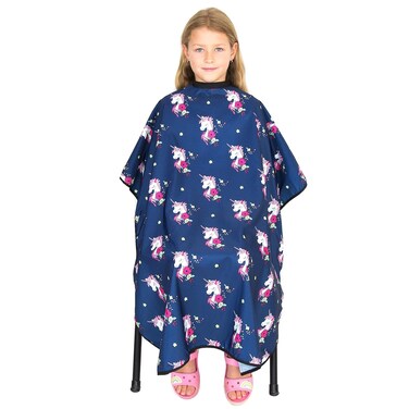 Hair Cutting Cape for Kids - Unicorns Print - Water Resistant Salon Cape - Snap Closure - Kids Haircut Cape - Barber Cape for Kids - Kids Hair Cape