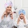 Basumee Microfiber Hair Towel Wrap for Kids 2 Pack Rapid Drying Hair Towel with Button Hair Turbans for Wet Hair Wraps Head Towel Wrap for Women and Girls, Flower