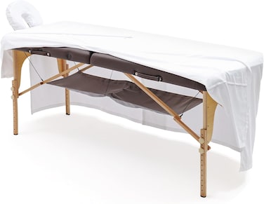 Massage Table Skirt,Massage Face Rest Cover,and Massage Table Under Storage 3pcs Set,SPA Bed Cover,Bed Valance,Soft and Stretchable Fabric Fit Different Size (White)