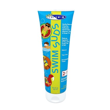 TRISWIM Kids SWIM SUDS Natural Tear-Free 2-in-1 Shampoo and Body Wash   Gently Removes Chlorine &amp; Saltwater   Ensuring a Delightful Post-Swim Routine for your Kids