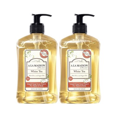 A LA MAISON French Liquid Hand Soap, White Tea - Natural Hand Wash Made with Essential Oils - Biodegradable, Plant-Based, Vegan, Cruelty-Free, Alcohol &amp; Paraben Free (16.9 oz, 2 Pack)