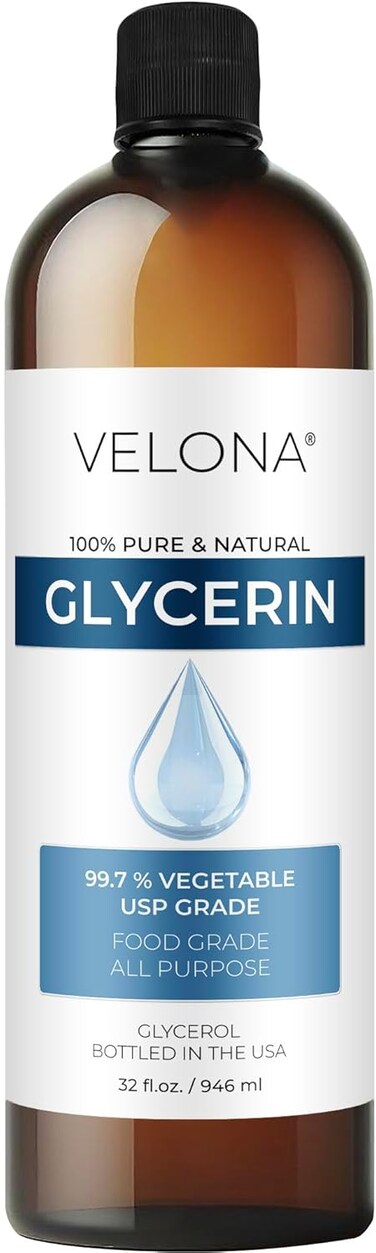 velona Glycerin Vegetable USP Grade 32 fl oz   100% Pure and Natural Carrier Oil   Hair and Face Moisturizer for Dry Skin, Bubble Bath, Glycerin Soap, Soap Base   Use Today - Enjoy Results