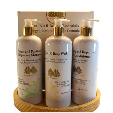 Dr. NAR Beauty Body Wash, Shampoo &amp; Conditioner Set &ndash; Natural &amp; Vegan Skin and Hair Care Set&ndash; Moisturizing, Hydrating &amp; Nourishing &ndash; Sulfate-Free Formula, Non-Foaming Body Wash &ndash; 48 oz