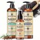 Organic Rosemary Black Rice Water Shampoo Conditioner Set for Hair Growth, Rice Water Spray, w/Rosemary Water, Biotin, Caffeine, Routine Shampoo for Women Men Hair Loss Thickening, Longer
