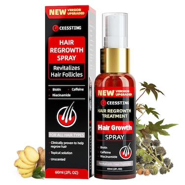 Hair Growth Spray by Ceessting- Biotin, Caffeine and Niacinamide - Anti-Hair Loss for Thinning Hair -Hair Regrowth Treatment for Men and Women- 2 Ounces