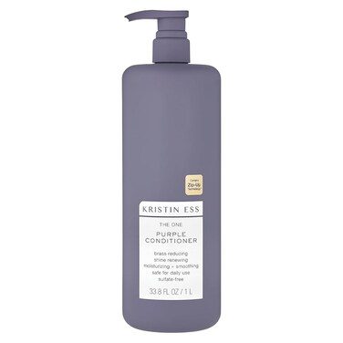 Kristin Ess Hair The One Purple Conditioner - Toning for Blonde Hair, Neutralizes Brass + Yellow Tones, Moisturizing Conditioner, Keratin Safe, 33.8 fl oz