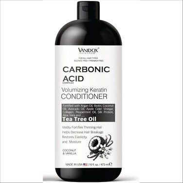 Carbonic Acid Conditioner for Men and Women, Sulfate-Free, Hair Growth Conditioner, Hydrating Conditioner with DHT Blocker, Scalp Cleansing Formula, Coconut and Vanilla Scent - 16 fl oz