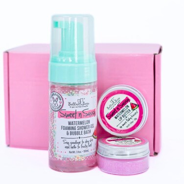 Bella &amp; Bear Sweet 'n; Sassy Mini Bath &amp; Body Gift Set with 2 in1 Foaming Shower Gel &amp; Bubble Bath, Lip Scrub, Lip Butter - Gift