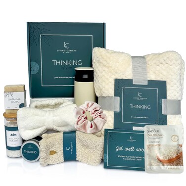 Self Care Gifts for Women 11 Piece, Womens Get Well Gifts for Mom Girlfriend Wife Daughter, Women&rsquo;s Spa Gifts Baskets With Bath Salts, Oatmeal Soap, Blanket, Encouraging Inspirational Gift Basket