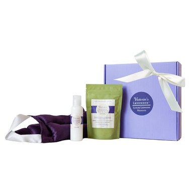 Victoria's Lavender Neck Wrap Gift Set with Lavender Bath Salts, Lavender Hand &amp; Body Lotion - Skin Care Sets &amp; Kits, Lavender Bath and Body Products for Women, Beauty Products For Women, Spa Kit