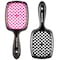 Wet And Dry Vented Detangling Hair Brush For All Hair Types, Light Weight Hairbrush, Scalp Massage Brush,BOM BOM (Black black magenta)