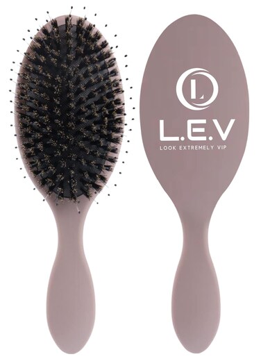 Hair Brush - Hair Brush for Thick, Curly, Natural Black Hair - Boar Bristle, Nylon, Flexible, Wet Hair Brush - 360 Wave Brush - Beige