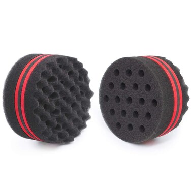 Small Hole Hair Sponge Brush for Twists Dreads Natural Hair Afro Curl Barber 2 PCS